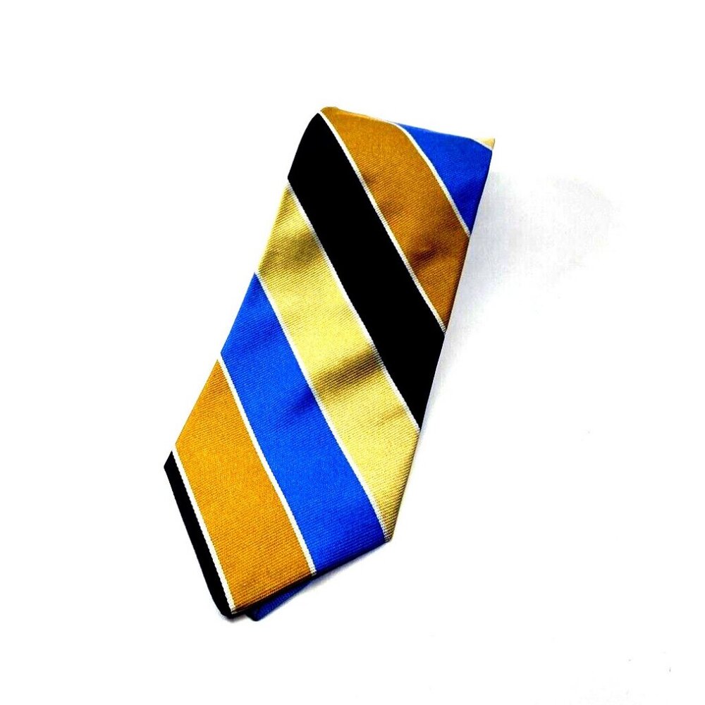 Tie Brooks Brothers Tan/Navy/Gold/Blue  Silk Repp NeckTie 0265
